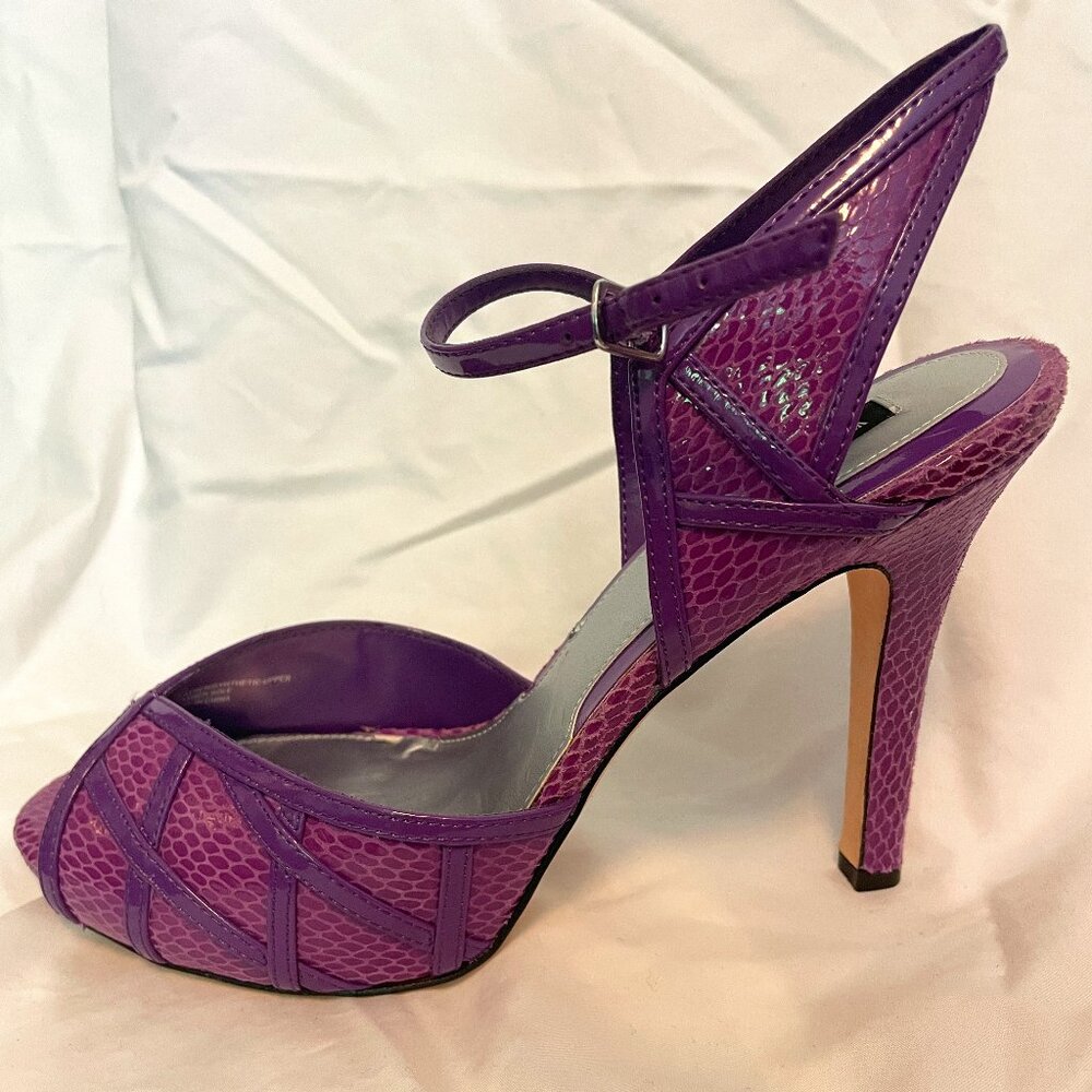 White House Black Market Purple Peep Toe Heels 8.5